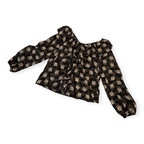 Tops - Korean Style Pink Floral Ruffle Top | One Size (Fits Small) | NWT